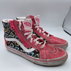 Vans Sk8 Hi Reissue Girls Size 3 Pink Side Zip Sneakers School Casual Outdoors